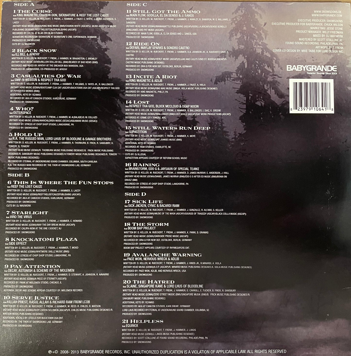 SnowGoons - Black Snow 2LP (While Vinyl)